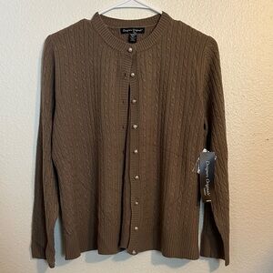 Designers Originals NWT Petite XL Tan Cable Knit Cardigan